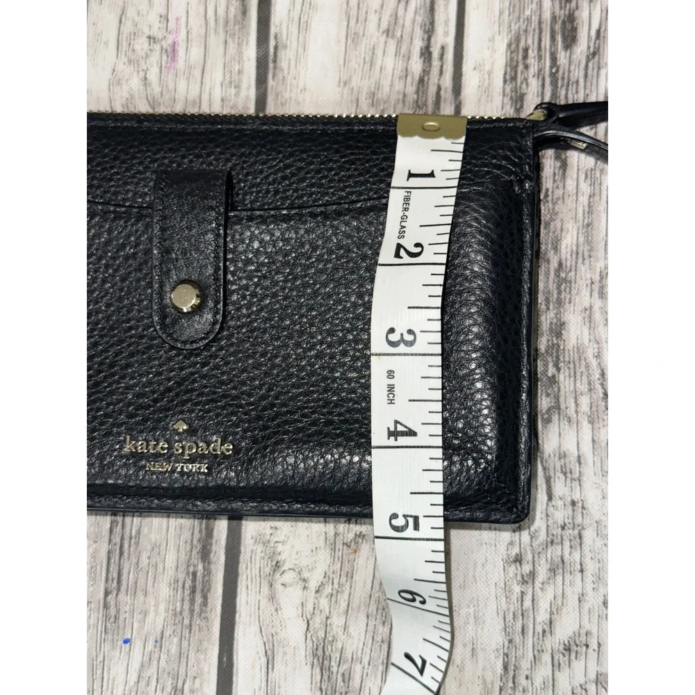 Kate Spade New York Black Pebbled Leather Crossbody Bag Wallet Purse Gold HW